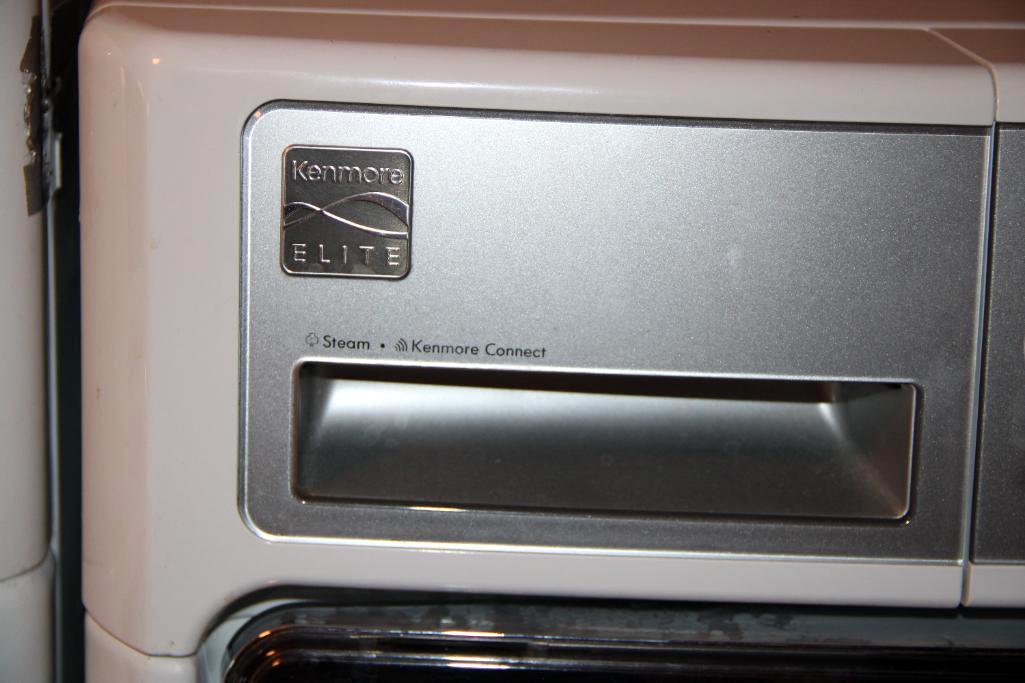 Front-Opening LG Washer and Kenmore Dryer on Stand Bases