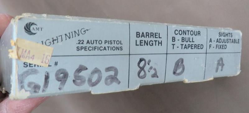 AMT Lightning-22LR, Pistol, SN G19502