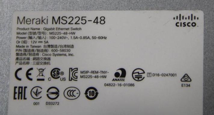 Cisco Meraki MS225-48 Gigabit Ethernet Switch