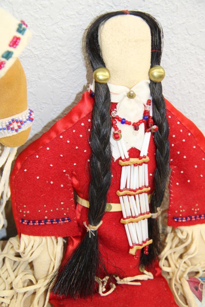 Pair of Excellent Native American-Made Buckskin Dolls