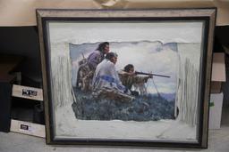 Framed Howard Terpning Canvas Print Matted in Buckskin