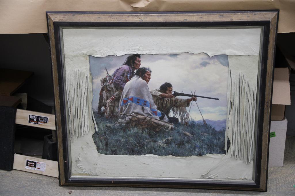 Framed Howard Terpning Canvas Print Matted in Buckskin