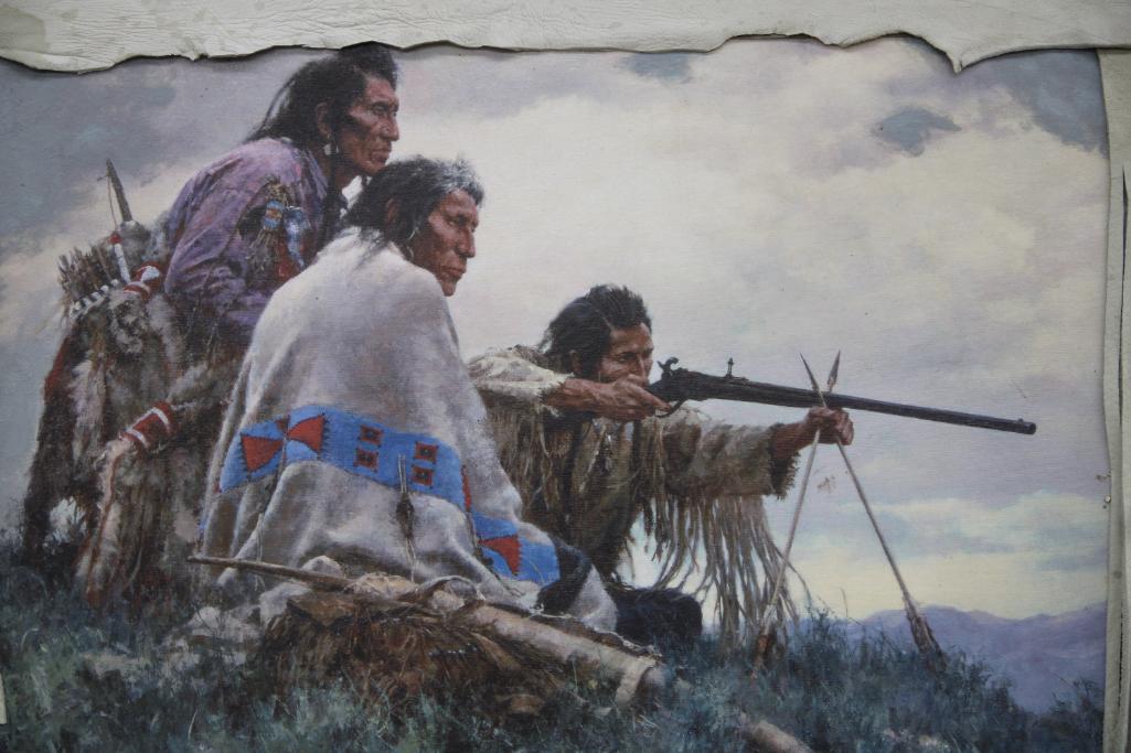 Framed Howard Terpning Canvas Print Matted in Buckskin