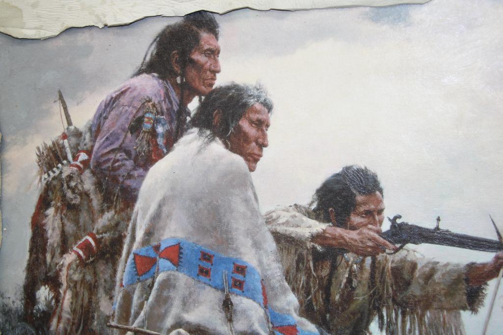 Framed Howard Terpning Canvas Print Matted in Buckskin
