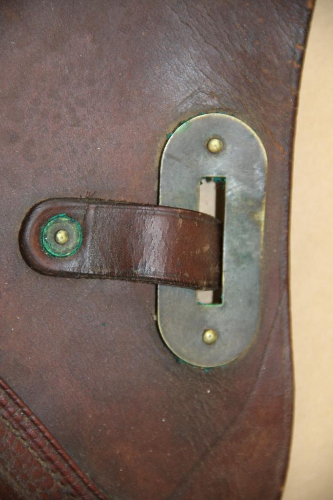 Antique Leather US Cavalry Saddle Bags With Canvas Liner and Straps