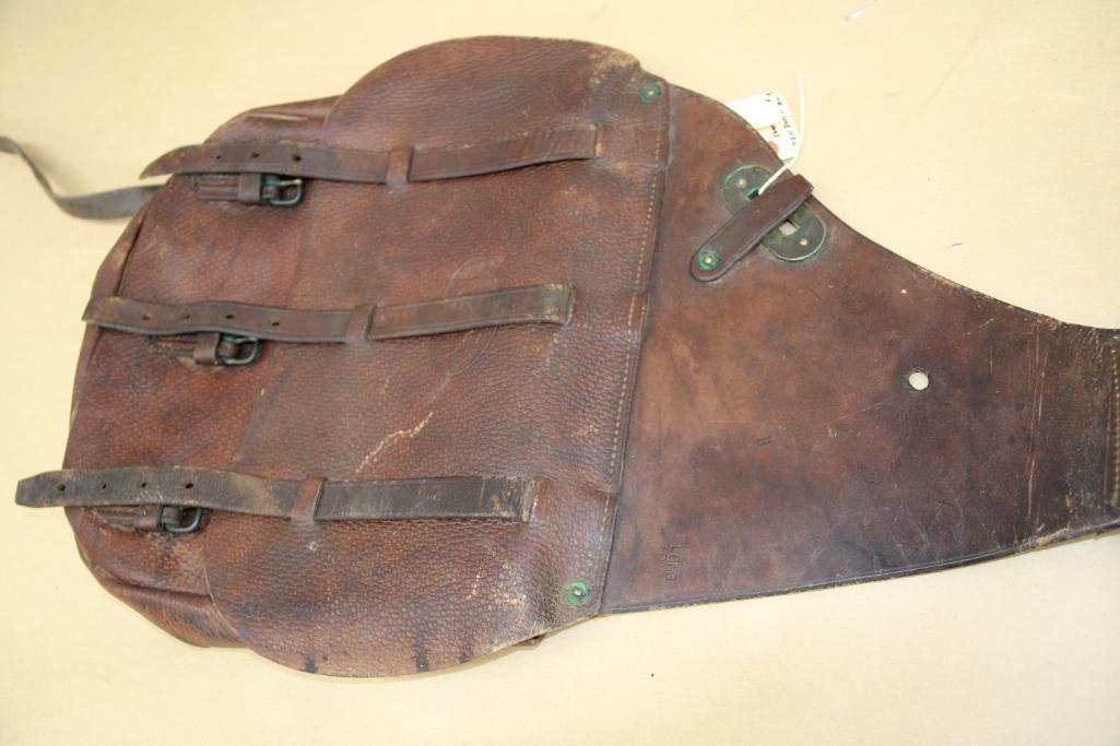 Antique Leather US Cavalry Saddle Bags With Canvas Liner and Straps