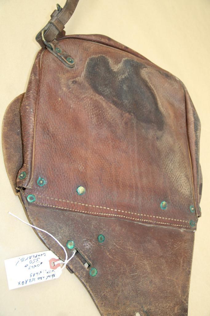 Antique Leather US Cavalry Saddle Bags With Canvas Liner and Straps