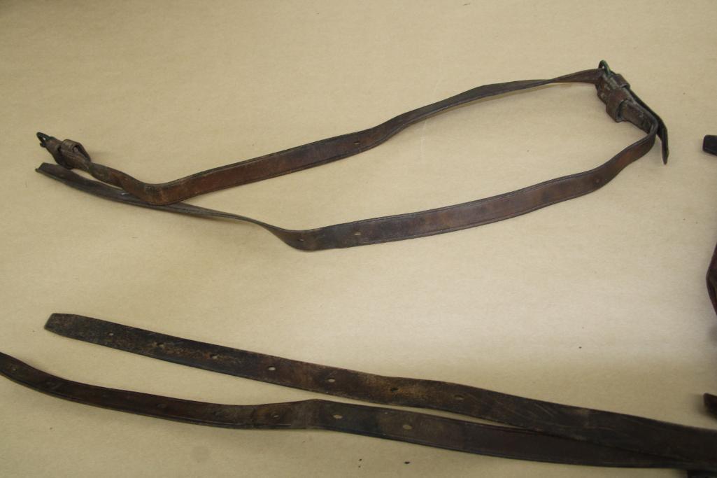 Antique Leather US Cavalry Saddle Bags With Canvas Liner and Straps