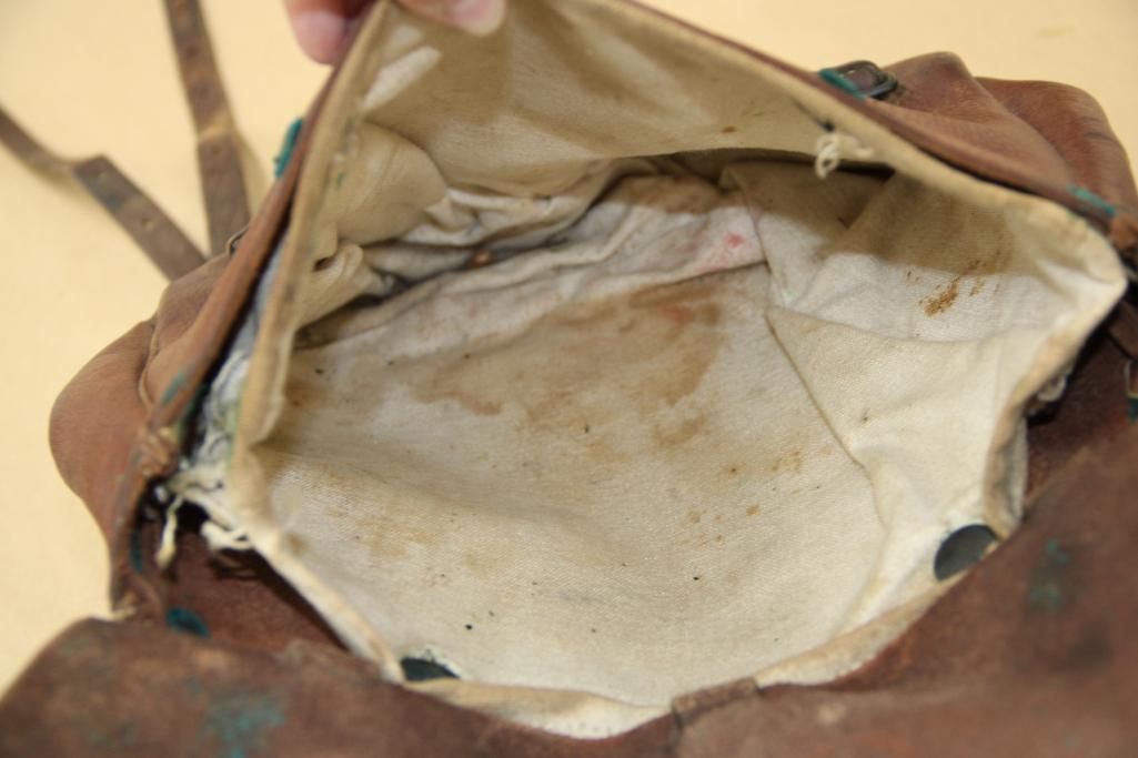 Antique Leather US Cavalry Saddle Bags With Canvas Liner and Straps