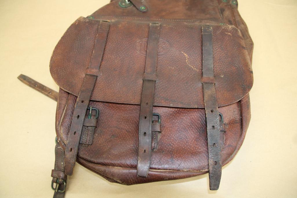 Antique Leather US Cavalry Saddle Bags With Canvas Liner and Straps