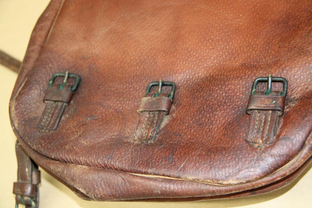 Antique Leather US Cavalry Saddle Bags With Canvas Liner and Straps