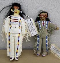 Pair of Native American-Made Buckskin Dolls