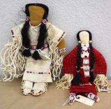 Pair of Excellent Native American-Made Buckskin Dolls