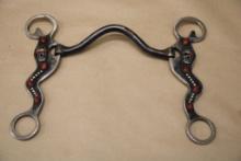 Hand-Crafted Horse Bit with Coral Cabochons and Skull Embellishments