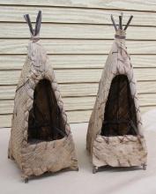 Pair of Birch Bark Teepee Figures