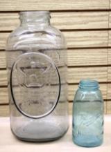 19" Clear Ball Jar and Aqua-Tinted Glass 9" Ball Jar