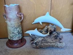 Dolphin with Calf by John Perry and African Vase