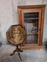 Glass Front Cabinet and Pie Crust Table