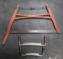 Antique Buck Saw and Double Handled Saws