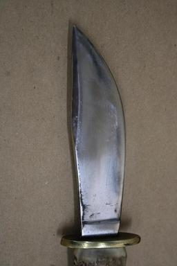 Stag Handle Hunting Knife in Leather Sheath