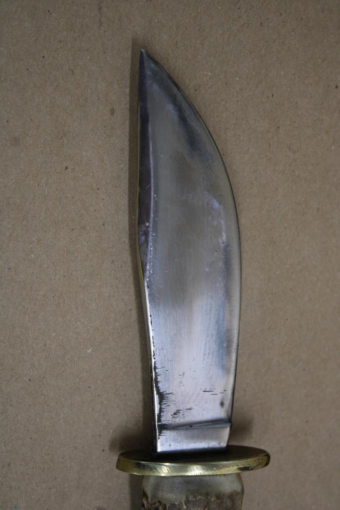 Stag Handle Hunting Knife in Leather Sheath