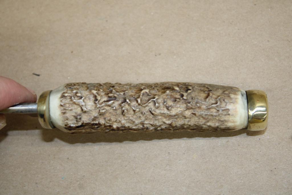 Stag Handle Hunting Knife in Leather Sheath