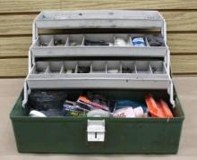 Tacklebox with Mixed Reloading Supplies and Black Powder Accessories