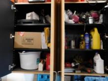 Items In Two Upper Cabinets In Small Shop
