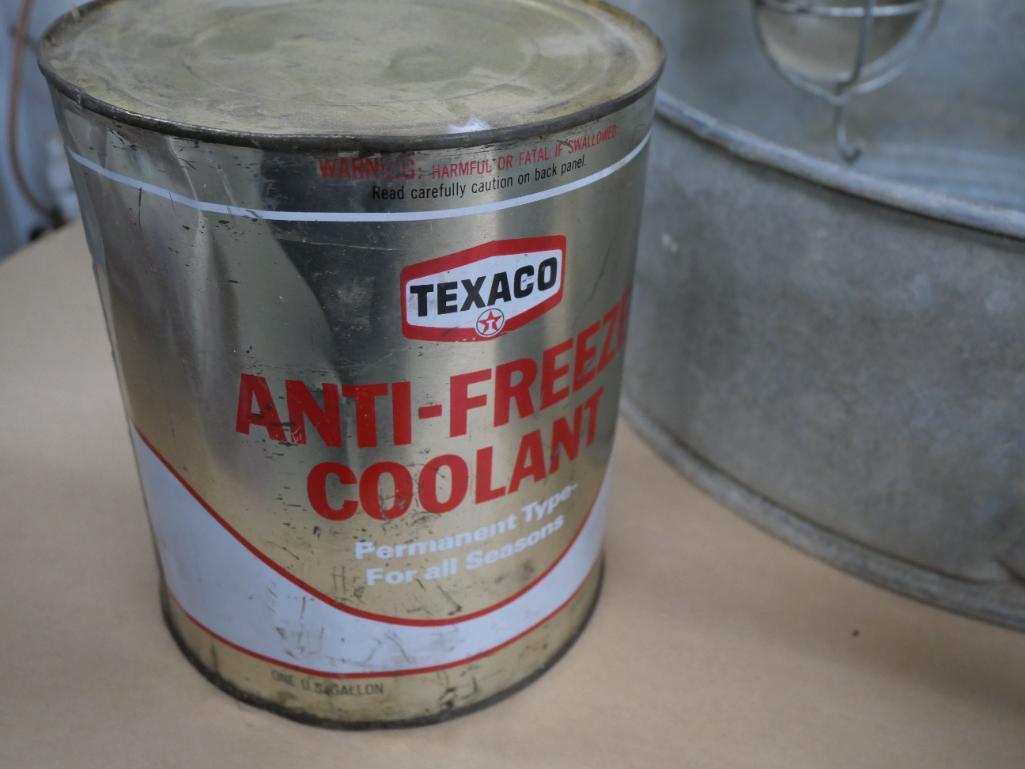 Galvanized Goodies, Shop Light & Gallon of Texaco Coolant