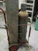 Oxygen & Acetylene Tanks with Cart