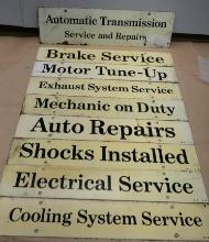 Nine Double Sided Metal Automotive Signs