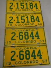 Two 1953 Colorado license Plate Pairs!