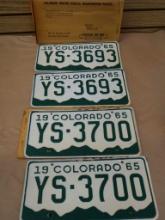 Two 1965 Colorado License Plate Pairs!