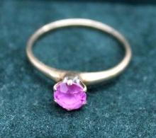 Beautiful Solitaire Pink Cut Stone in 10K Gold Band