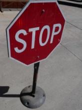 Stop Sign Mounted on Cast iron Stand