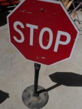Stop Sign Mounted on Cast iron Stand