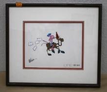 Signed Framed Hand-Painted Celluloid Art of Pink Panther by Friz Freleng