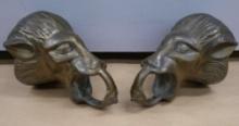 Two Brass Lion Bar Rail Holders!