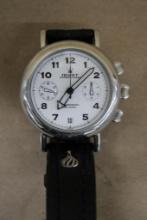 Poljot International Chronograph Simple Round Man's Watch with Leather Band