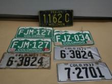 Three 1937 Colorado Single License Plates & More