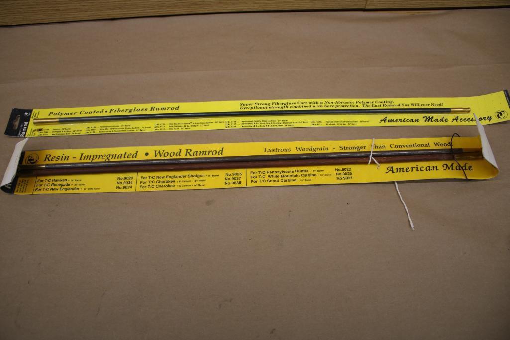 New in Packaging Fiberglass and Impregnated Wood Ramrods and One Out of Packaging