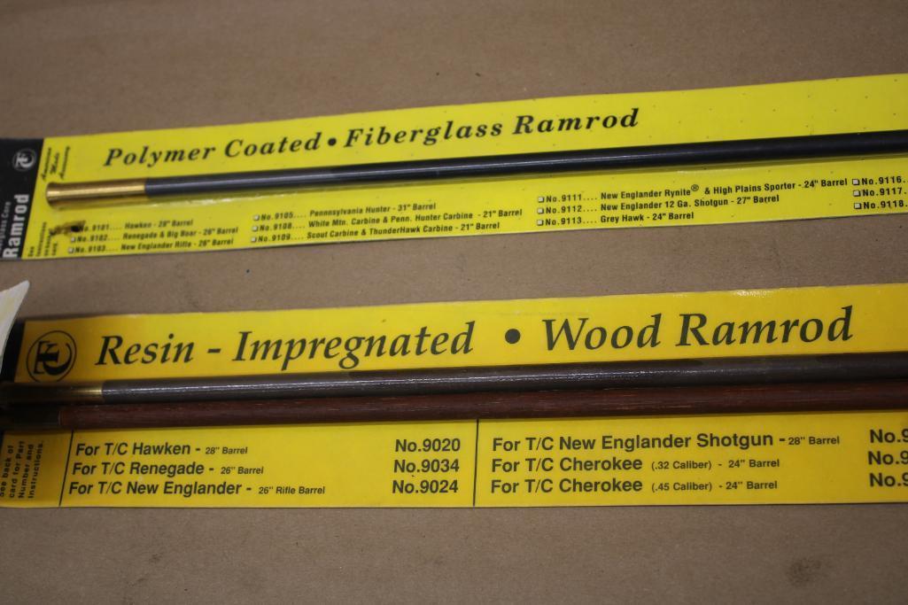 New in Packaging Fiberglass and Impregnated Wood Ramrods and One Out of Packaging