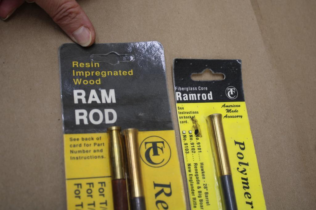 New in Packaging Fiberglass and Impregnated Wood Ramrods and One Out of Packaging