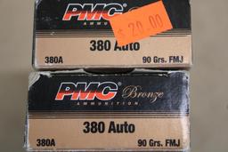 100 Rounds PMC Bronze 380 Auto FMJ Ammunition