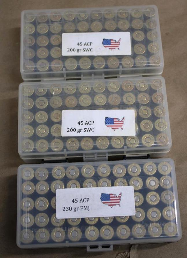 150 Rounds Reloaded 45 ACP Ammunition