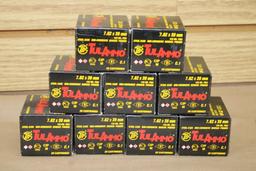 Nine Boxes of 20 Rounds TulAmmo 7.62 x 39mm Ammunition