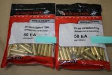 100 New Winchester 25-06 Remington Unprimed Brass Shellcasings