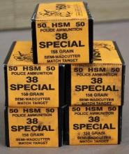 250 Rounds HSM 38 Spl Police Ammunition