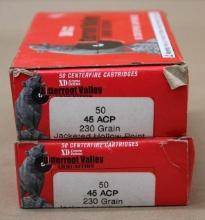 100 Rounds Bitterroot Valley Ammunition 45 ACP JHP