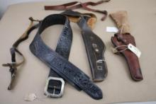 Leather Holsters, Slings, and Tooled Ammo Belt